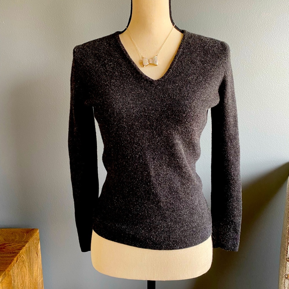 100% wool charcoal grey sweater.